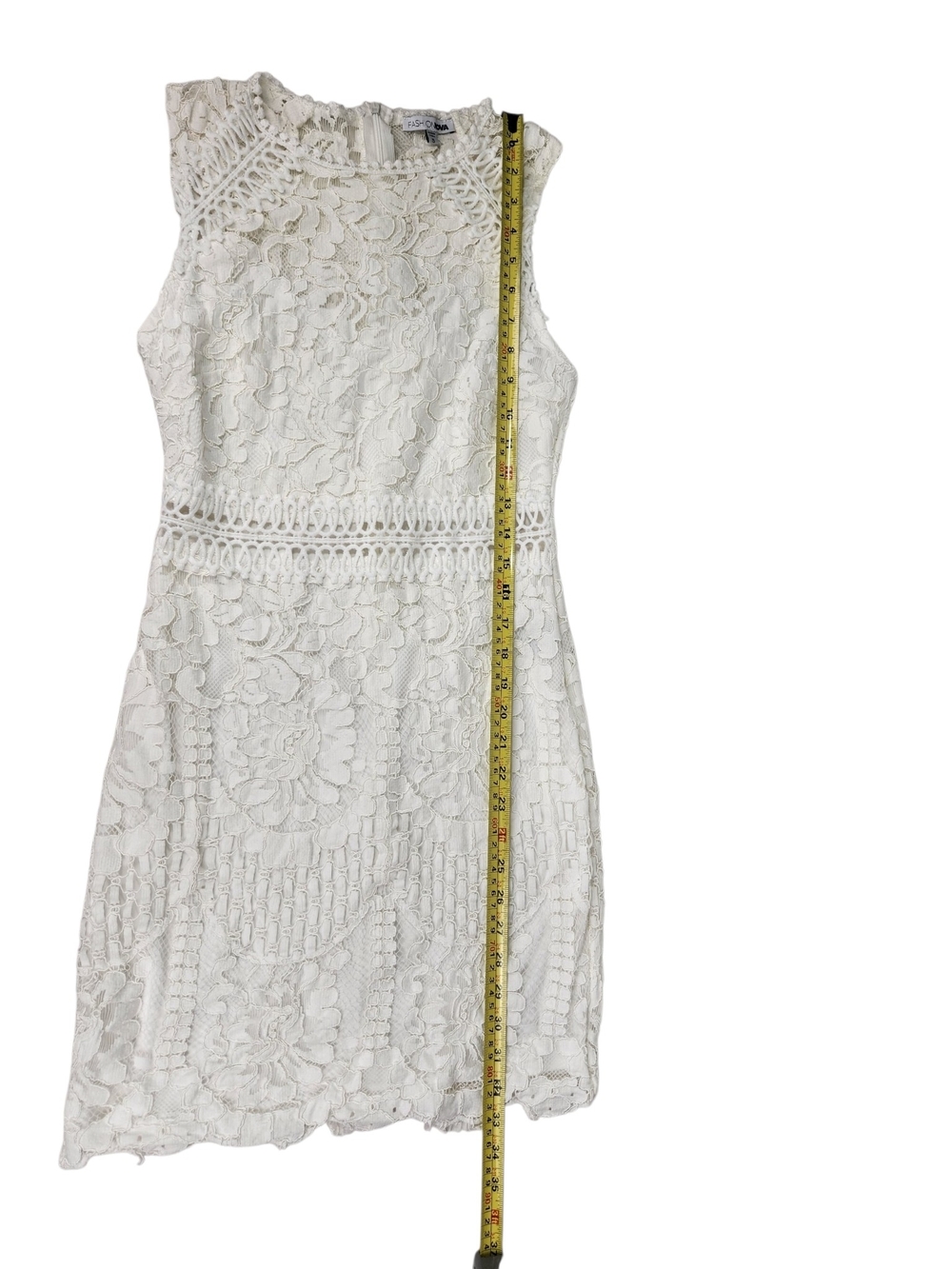 Fashion Nova White Lace Crochet Sheath Dress Small Bridal Shower Boho Mini Fairy - Picture 14 of 14